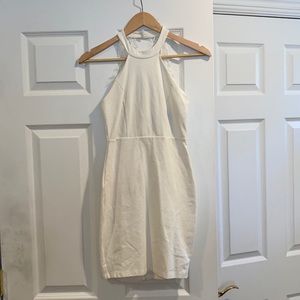 white lace back dress